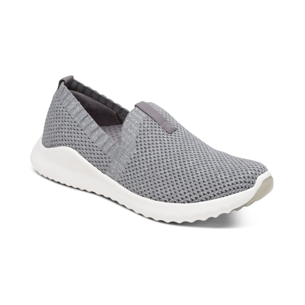 Aetrex Women's Angie Arch Support Sneakers - Grey | USA YPYV9N7